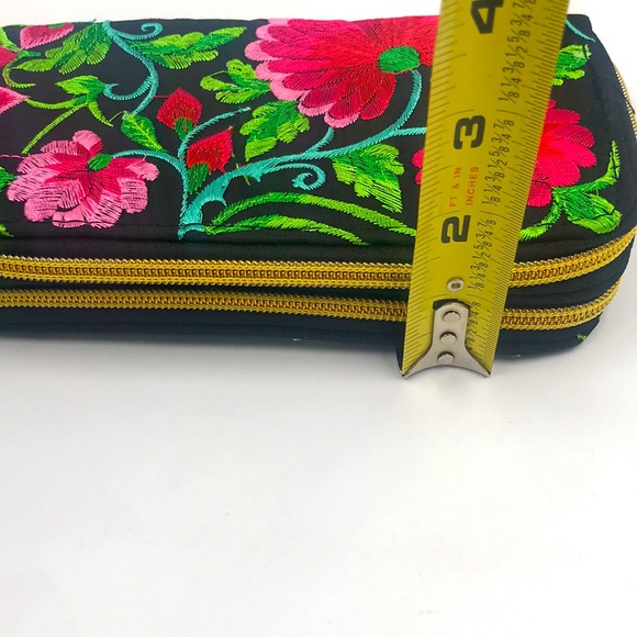 Imported Embroidered Floral Flap Wallet Wristlet - Picture 9 of 10
